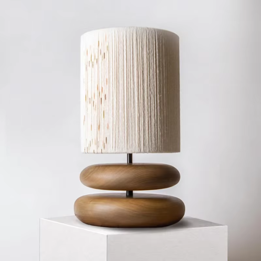 Solid Wood Table Lamp with Fabric Shade